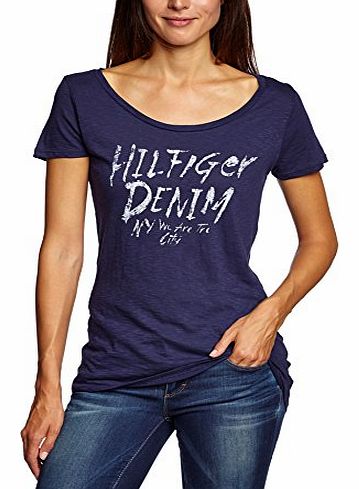 Hilfiger Denim Womens Lala Sn Crew Neck Short Sleeve T-Shirt, Blue (Peacoat), Size 8 (Manufacturer Size:X-Small)