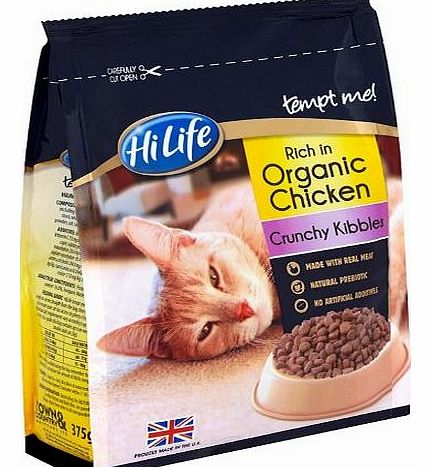 HiLife Tempt Me! Cat Food Crunchy Kibbles Organic Chicken 5 x 375 Bags