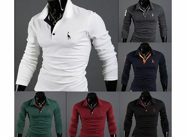 Himanjie Mens Casual Premium Slim Fit Stylish Long Sleeves Sexy Polo Shirts T-Shirt