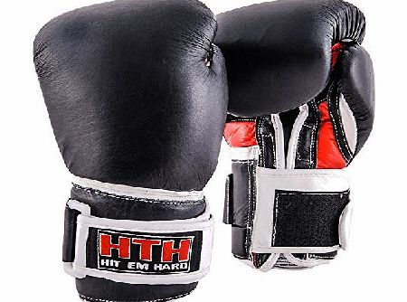 Hit Em Hard  10oz Boxing Gloves real leather black white red