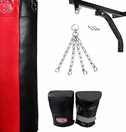 Hit Em Hard  10Pcs 4ft red Punch Bag Boxing Set Filled MMA Punching Training Gloves Hanging Wall Bracket Chain Mitts