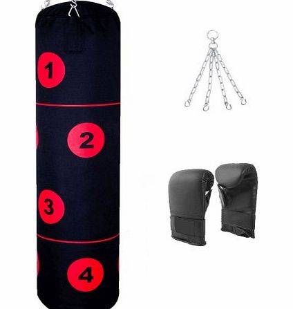  Unfilled Boxing Pro Punch Bag 4ft MMA Martial Arts Punching Training Kickboxing Equipment (Black/Y)