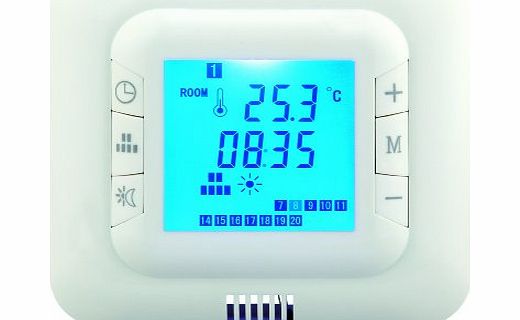 Digital Underfloor Heating Thermostat. Suitable For Almost All Electric Heating Systems. Includes Floor amp; Air Sensor. White Back Light. Max 16Amp Load