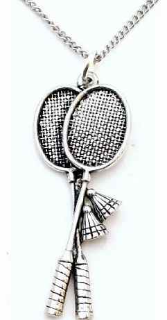 Hoardersworld Badminton Rackets Necklace in Fine English Pewter, Handmade and Gift Boxed (tsh)