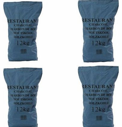 Holland Plastics Original Brand 4 x 12kg Premium Grade Restaurant Lumpwood Charcoal- Ideal for catering use or for larger barbecues.