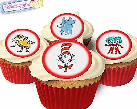Holly Cupcakes 24 Edible round cake toppers: 12 designs inspired by Dr Seuss