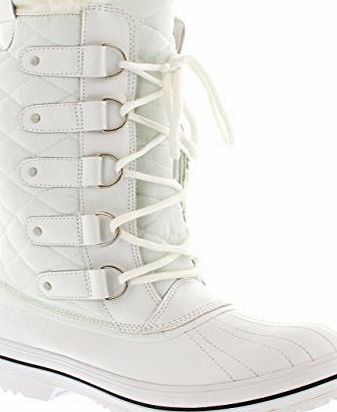 Holly Womens Snow Boot Nylon Tall Winter Snow Waterproof Fur Lined Warm Rain Boot - White - 8 - 41 - CD0026