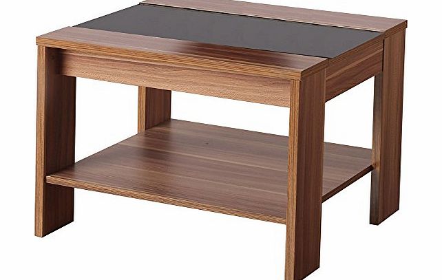 Hollywood Coffee Lamp Side Table Walnut And Black Gloss With Under Shelf *Brand New*