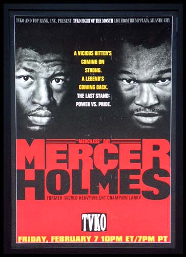 HOLMES V MERCER and#8211; The Last Stand - framed fight poster and8211; 7 Feb 1992