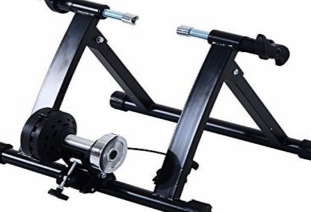 Homcom Deluxe Indoor Bicycle Exercise Magnetic Trainer with Fitness 5 Level Resistance - Black, 26 - 27 Inch