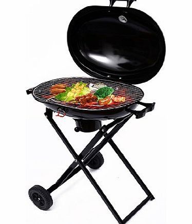 Foldable Portable Charcoal Trolley BBQ Outdoor Barbecue Grill Cooking With Wheels