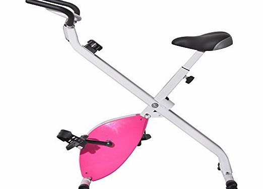 Homcom Indoor Folding Magnetic Exercise Bike X-Bike Fitness Stationary Exercise Bicycles Cardio Workout Weight Loss Machine White and Red