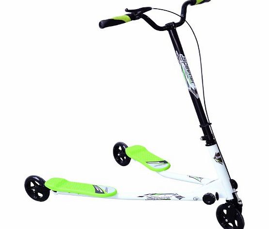 Homcom Kids 3 Wheels Foldable Speeder Push Scooter Tri Slider Green Large Type for Age 7 