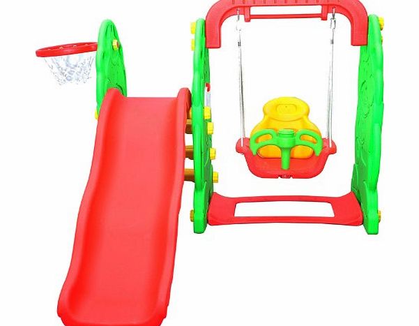 Homcom Kids Garden Playground 3in1 with Swing, Slide and Basketball Hoop Multifunctional Play Set