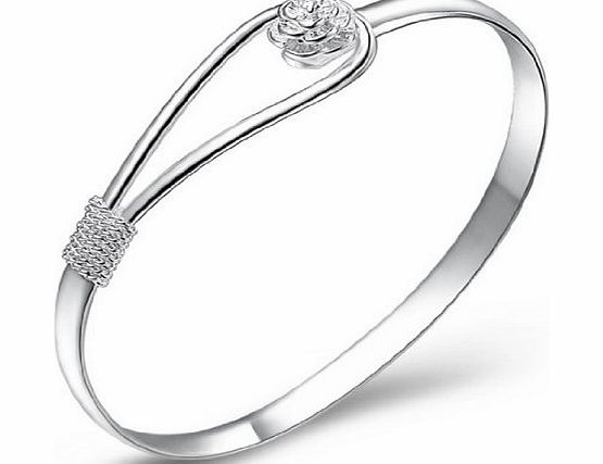 925 sterling silver elegant clip-on button style floral design bracelet / bangle jewellery classic design