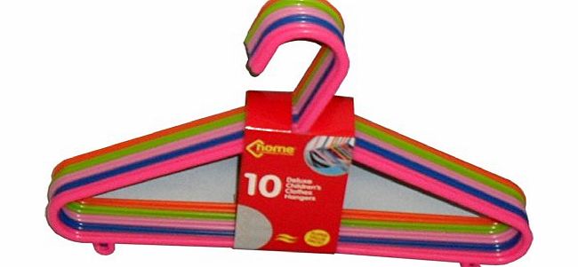 Home Connection 10 Deluxe Childrens Clothes Hangers Assorted Colours