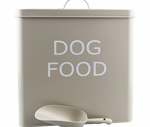Home Sweet Home Vintage Retro Style Dog Food Tin / Box With Sealed Lid amp; Scoop - Olive Colour XL 31cm Large Tin