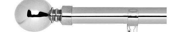 Home Treats QUALITY METAL CURTAIN POLE 19mm Thickness. 4 LENGTHS. 3 COLOURS.INCLUDES 20  Rings (Chrome, 300cm)