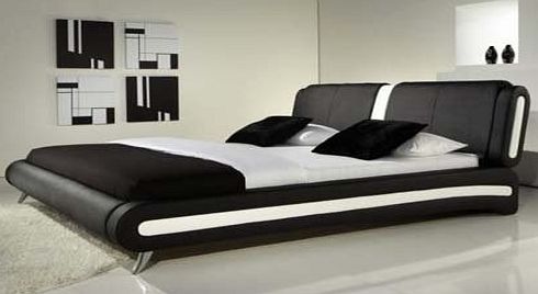 HomeArena 4ft6 Double Exclusive Italian Black Faux Leather Designer Bed