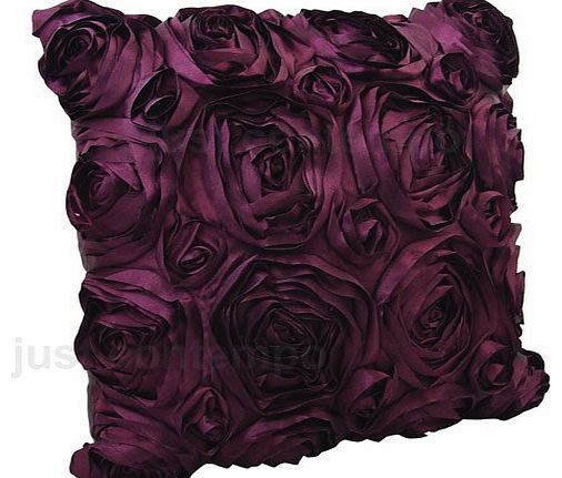 homeking Purple Aubergine Roses Shabby Chic Silk Cushion Covers 18 x 18 inch