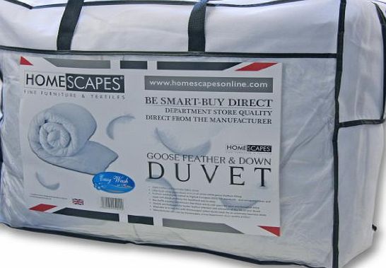 Homescapes - Luxury White Goose Feather amp; Down Duvet - All Seasons - SINGLE SIZE - 9 Tog   4.5 Tog - 100 Cotton Anti Dust Mite amp; Down Proof Fabric - Anti Allergen - Box Baffle Construction -