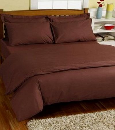 Homescapes 200 Thread Count Ultrasoft - Plain Chocolate Brown Fitted Sheet - Double - 100 Egyptian Cotton Percale, Anti Dust Mite