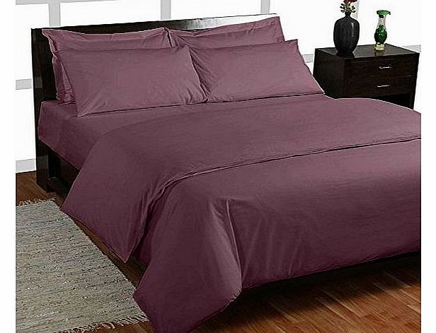 Homescapes 200 Thread Count Ultrasoft - Plain Grape Purple Duvet Cover - Double - 2 Housewife Pillowcases included - 100 Egyptian Cotton, Anti Dust Mite.