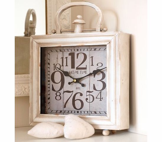 Hometime Mantel Clock - LARGE Shabby amp; Chic Vintage Antique Distressed Rustic Style Tin/Metal Mantel Clock for Kitchen, Office, Cafe, Lounge or Work Place