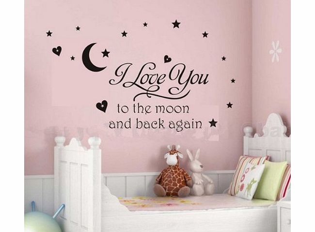 Homgaty 23.6`` X 27.5`` Removable Home Room decor I Love You To The Moon And Back Wall Sticker for children 