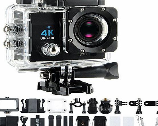 Homkm Sport Action Camera 4K Ultra HD 30fps Wifi Waterproof Cam DV Camcorder SONY Sensor 12MP 170 Degree Wide Angle 2 inch LCD Screen