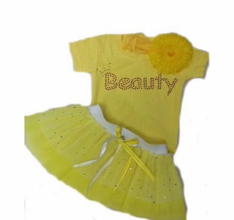 Honey Bs Baby Beauty Fairytail Fancy Dress Baby Suite Tutu amp; Headband Newborn Reborn (0-3 months) (Age 0-3 Months)