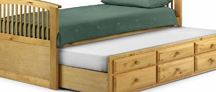 Hornblower Pine 3ft Single, Contemporary Pine Wood Guest Cabin Bed, Drawers Frame