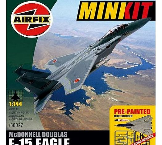 Airfix A50027 1:144 Scale McDonnell Douglas F-15 Eagle Mini Pre-painted Model Kit Gift Set with Glue