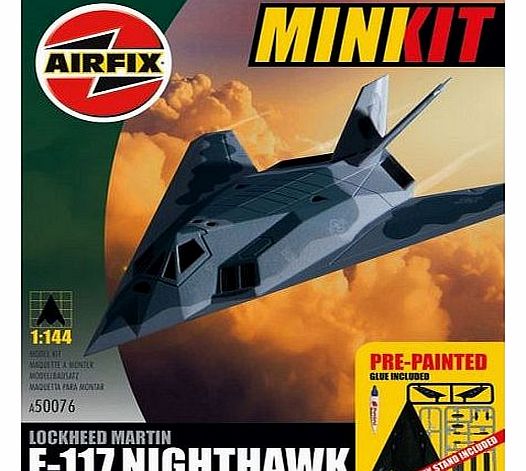 Airfix A50076 Lockheed F-117A Nighthawk 1:144 Scale Mini Kit Gift Set Pre-painted inc Glue