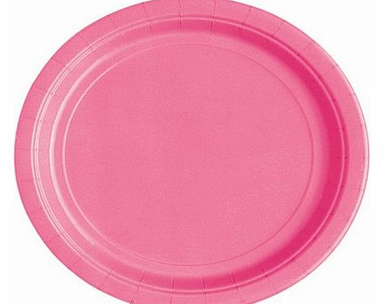 Pack of 20 x Hot Pink Round Paper Plates (7``/18cm)