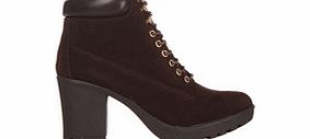 HOT SOLES Brown laced heeled ankle boots