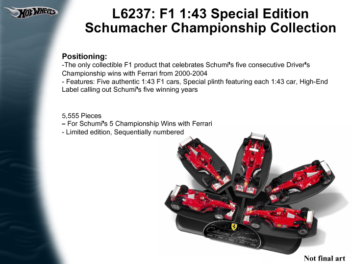 Hot Wheels Michael Schumacher Champ Collection Set. 5 x