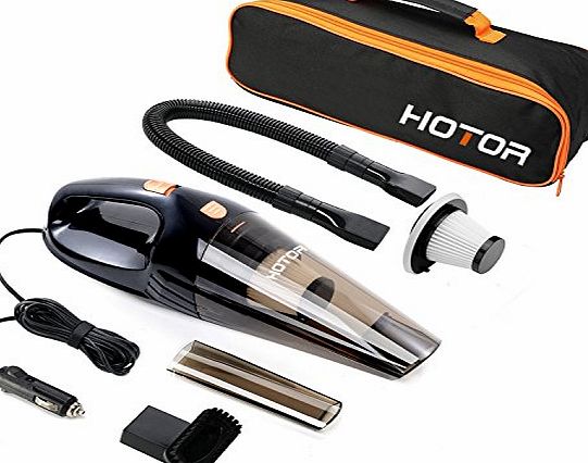 HOTOR Car Vacuum Cleaner, HOTOR DC12-Volt 106W Wetamp;Dry Portable Handheld Auto Vacuum Cleaner for Car,14FT(5M)Power Cord with Carry Bag(Black)