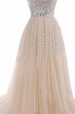 Hotportgift Sexy Women Sequins Long Formal Gown Prom Cocktail Evening Bridesmaid Full Dress (L, Champagne)