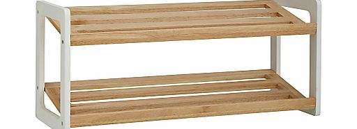 House by John Lewis 2 Tier Shoe Rack, Wood / White