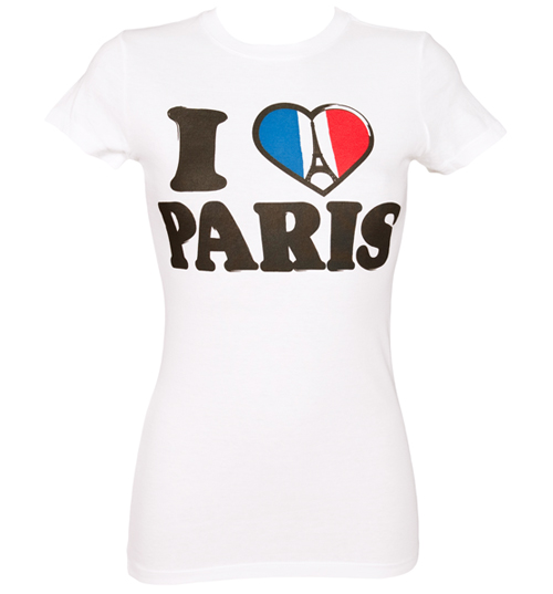 Ladies White I Love Paris T-Shirt from House of