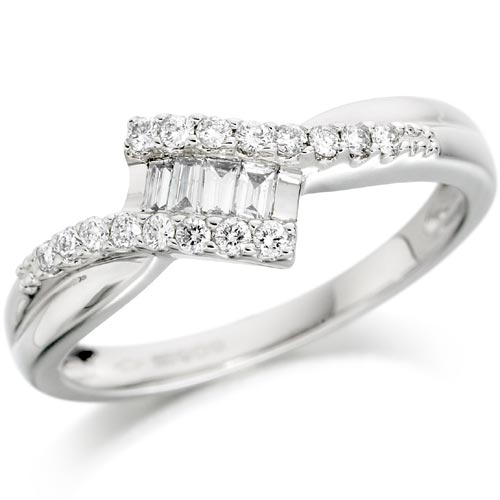 0.25 Ct Fancy Crossover Diamond Ring In 18 Carat White Gold