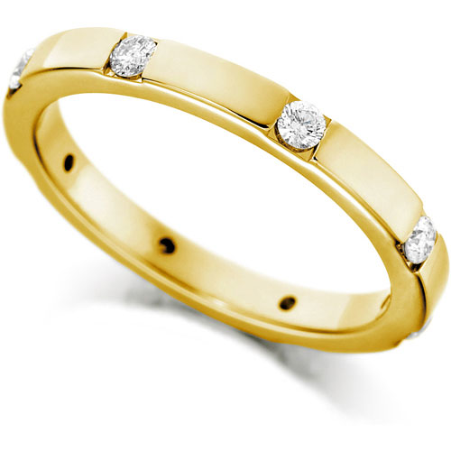 2.5mm 0.32 Ct Diamond Flat Wedding Band In 18 Ct Yellow Gold