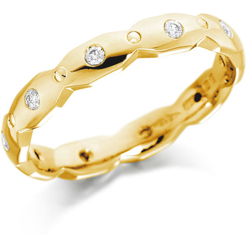 3mm 0.10 Ct Diamond Link Court Wedding Band In 18 Ct Yellow Gold