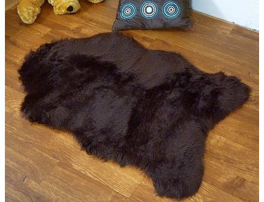 Chocolate brown faux fur sheepskin style single rug 70 x 100 cm