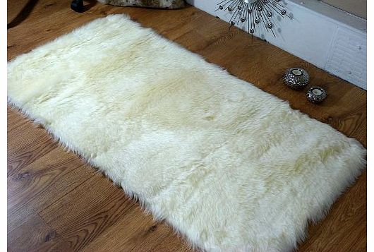 houseware online Cream ivory faux fur oblong sheepskin rug 70 x 140 cm washable