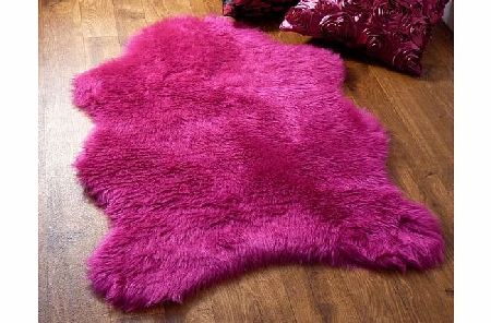houseware online Fuschia hot pink faux fur sheepskin style single rug 70 x 100 cm