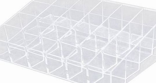 Housweety Clear Acrylic 24 Lipstick Holder Display Stand Cosmetic Organizer Makeup Case