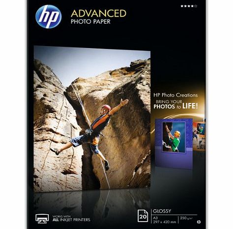 HP Advanced Photo Paper - Glossy photo paper - A3 (297 x 420 mm) - 250 g/m2 - 20 sheet(s)
