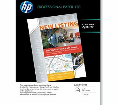 HP Professional Matt Inkjet Paper- 100 sheet/A3/297 x 420 mm